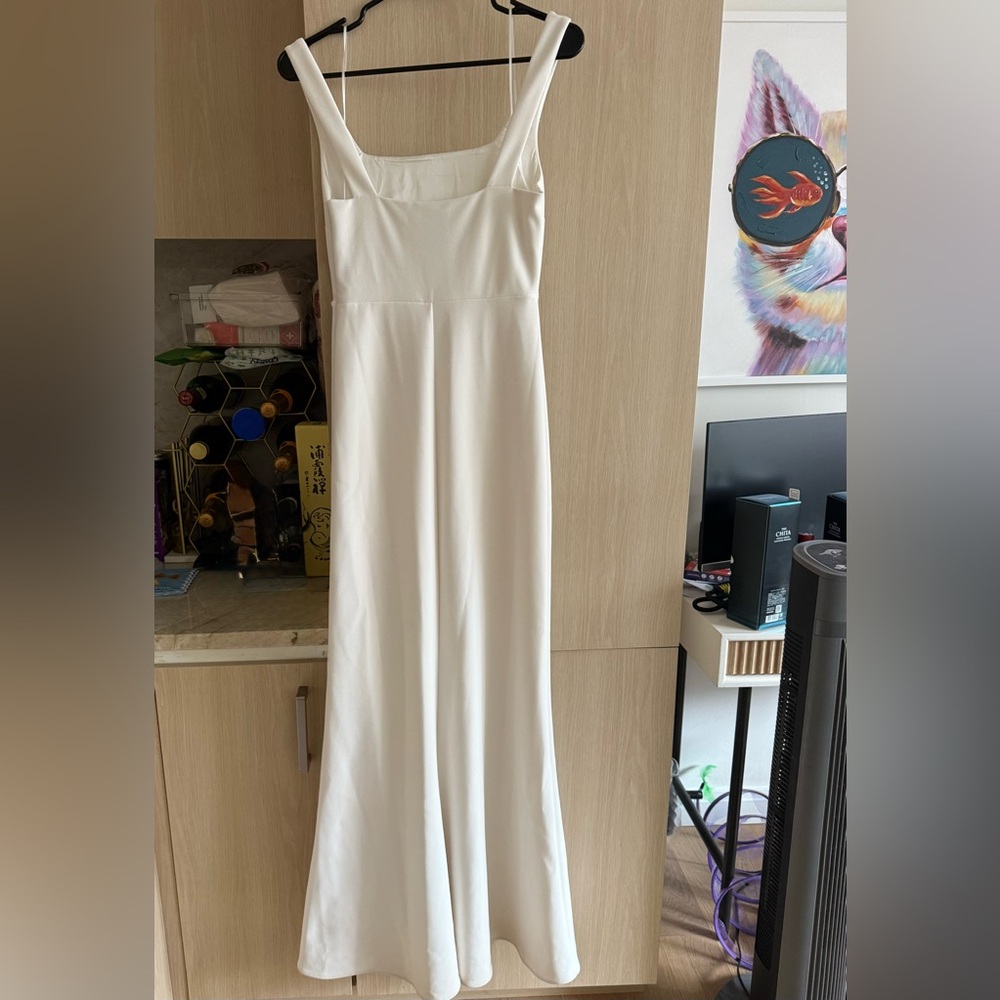 Anthropology BHLDN Blake Square-Neck White Maxi Dress with High Side Slit - Picture 6 of 7